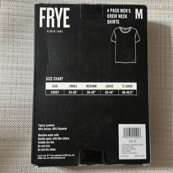 FRYE Black Gray White 4 Pack Short Sleeve Crewneck Cotton Blend Tee - Picture 6 of 11